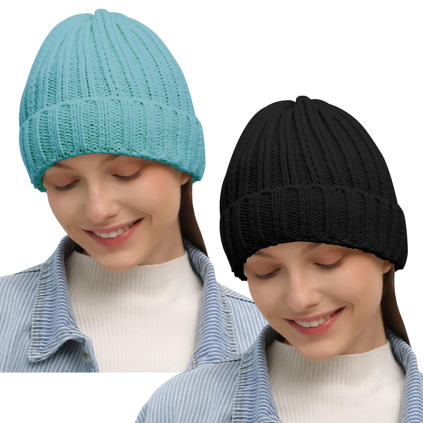 Rosoz Winter Hats for Women Warm Thick Soft Stretch Cable Knit Beanie Skully Cap for Cold Weather