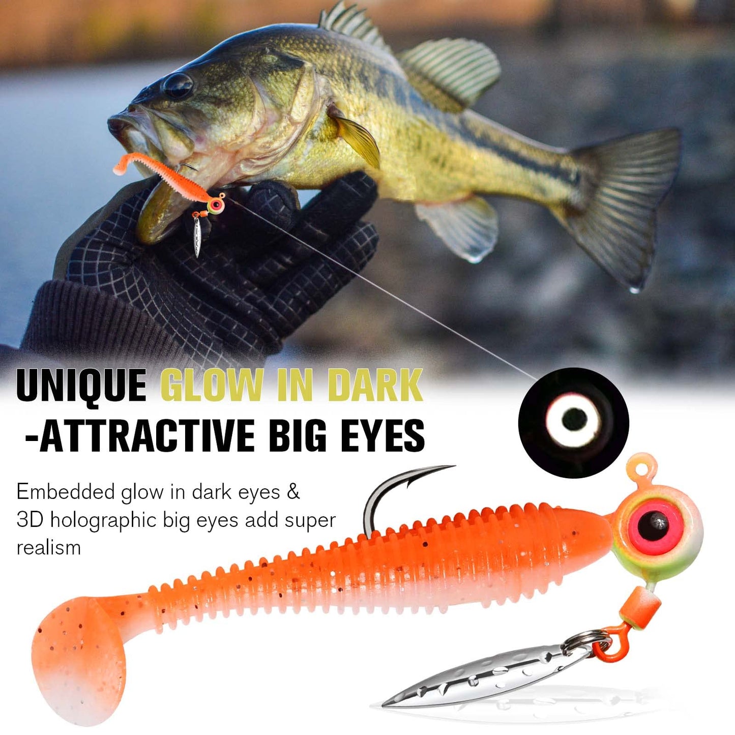Dovesun Crappie Lures with Jig Heads Kit, Soft Plastic Grubs-Tube Baits 1/8oz 1/16oz 1/32oz Crappie Jigs Walleye Trout Bass Crappie Baits 95-120pcs