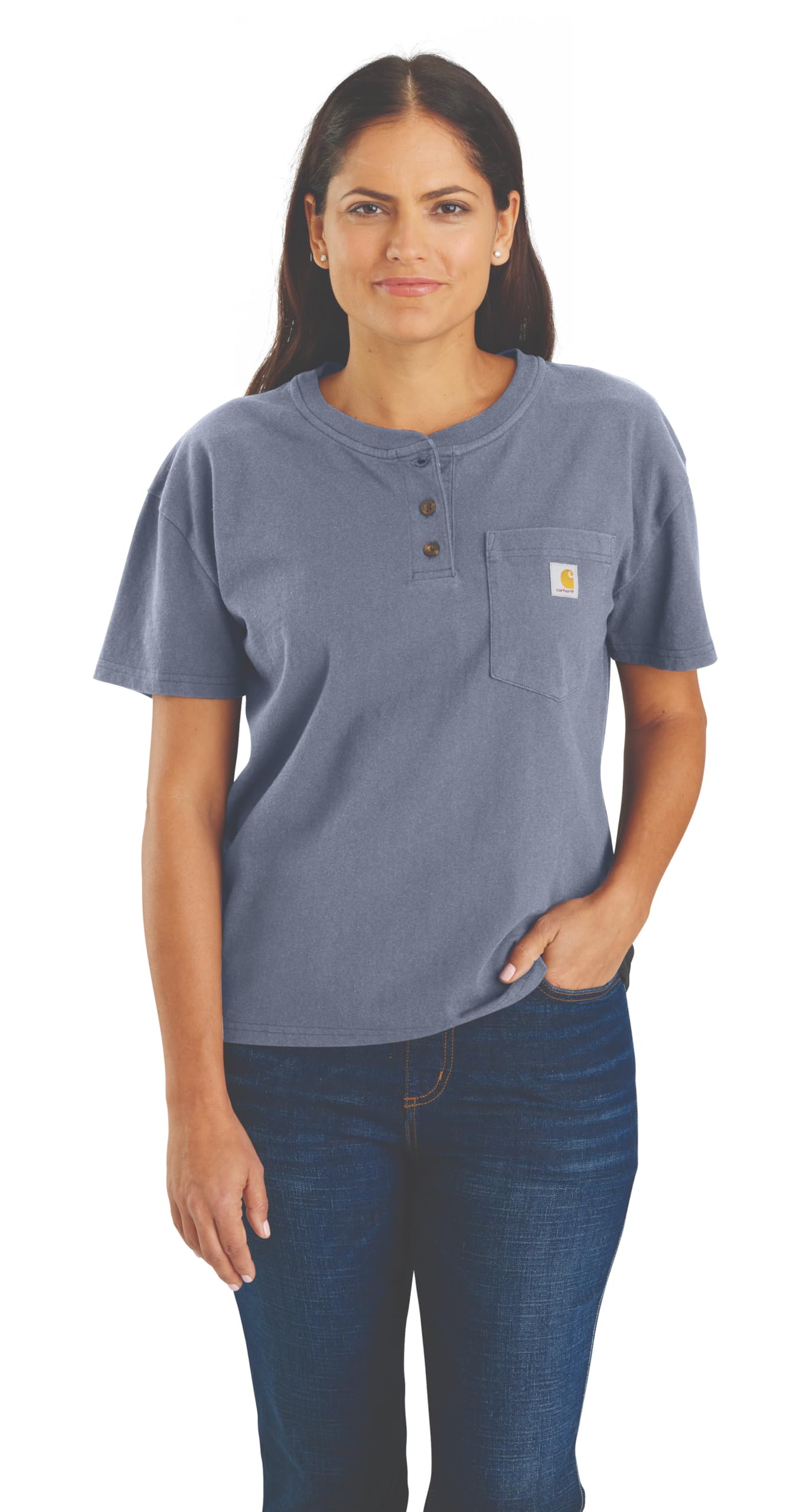 Carhartt Women's Loose Fit Short-Sleeve Heavyweight Henley T-Shirt