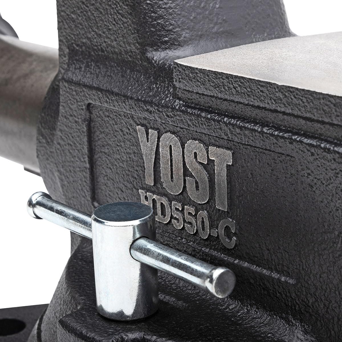 Yost HD550-C Heavy Duty 5-1/2 Inch Mechanics Work Bench Vise | Heavy Duty Woodworking & Metal Work Table with Secure Grip Swivel Base | 60,000 PSI Casting Iron Material with Extra-large Anvil Surface