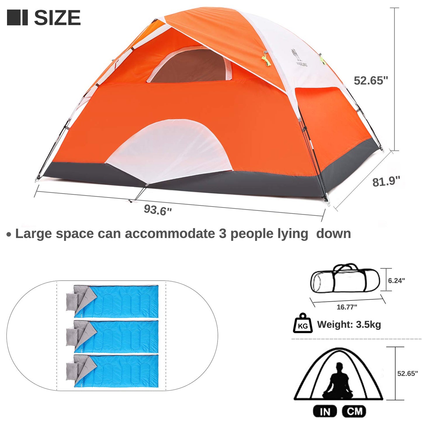 CAMEL CROWN Tents for Camping 2/3/4/5 Person Camping Dome Tent, Waterproof,Spacious, Lightweight Portable Backpacking Tent for Outdoor Camping/Hiking
