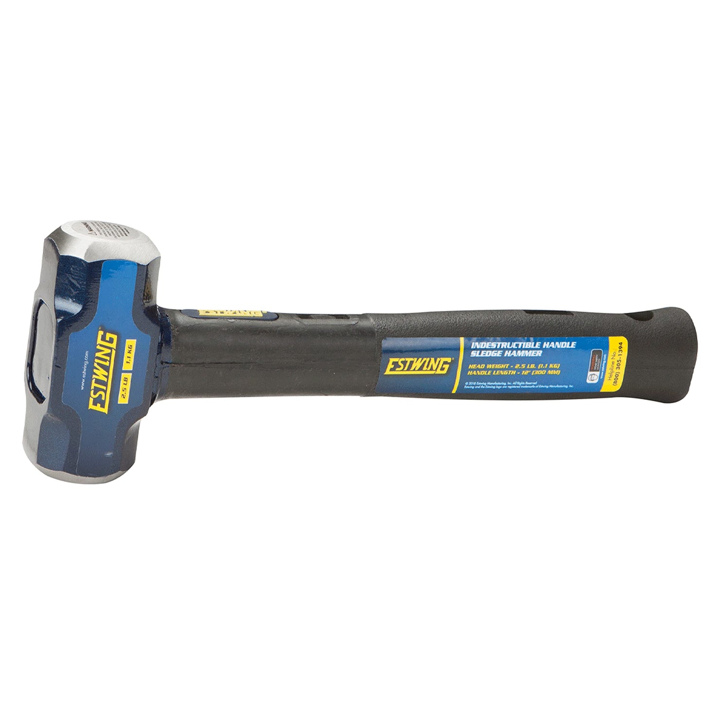 Estwing 16-Pound Hard Face Sledge Hammer for Demolition/Stake Driving, 50-55 HRC, 36-Inch Fiberglass Handle, Overstrike Protection, Textured Grip