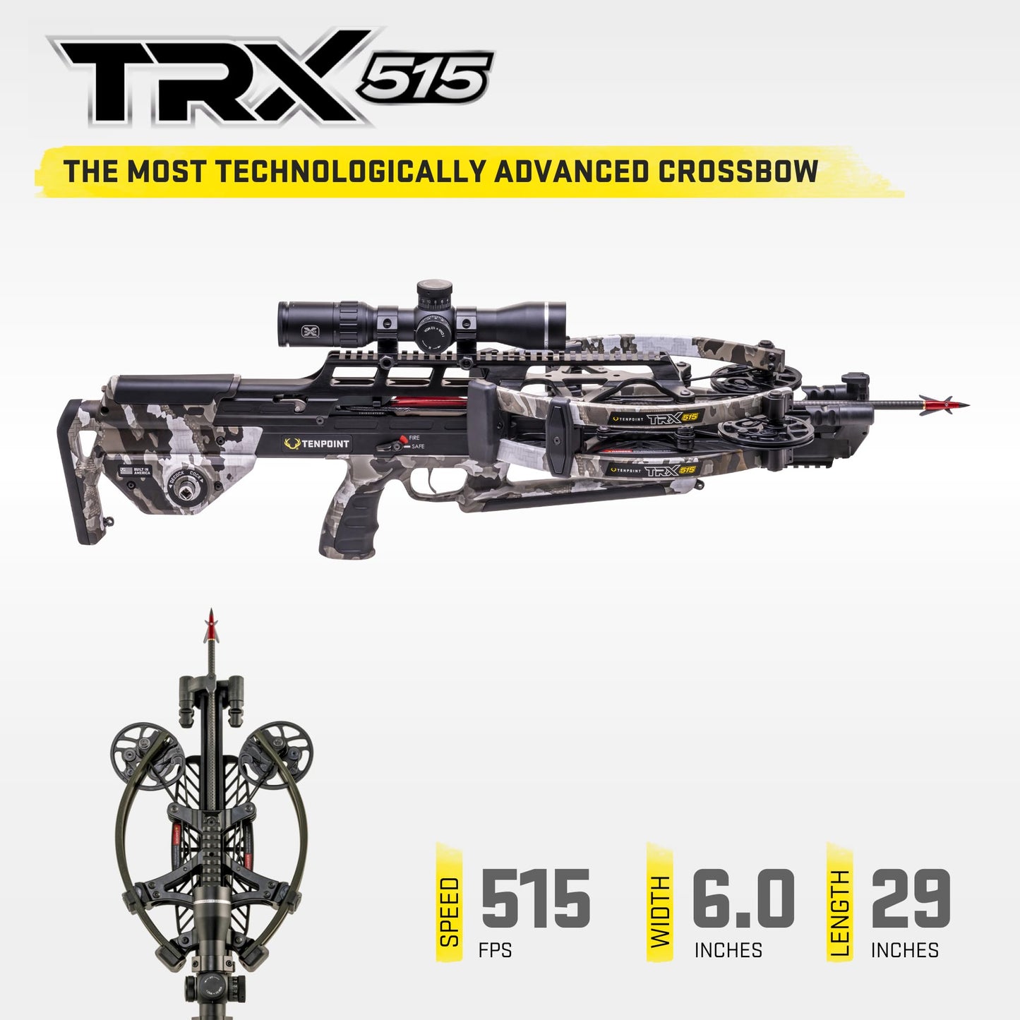 TenPoint TRX 515-515 FPS - Fastest, Most Accurate, Most Advanced Crossbow in The World - Includes ACUslide MAXX, EVO-X Elite Scope & Three CenterPunch HPX Carbon Arrows