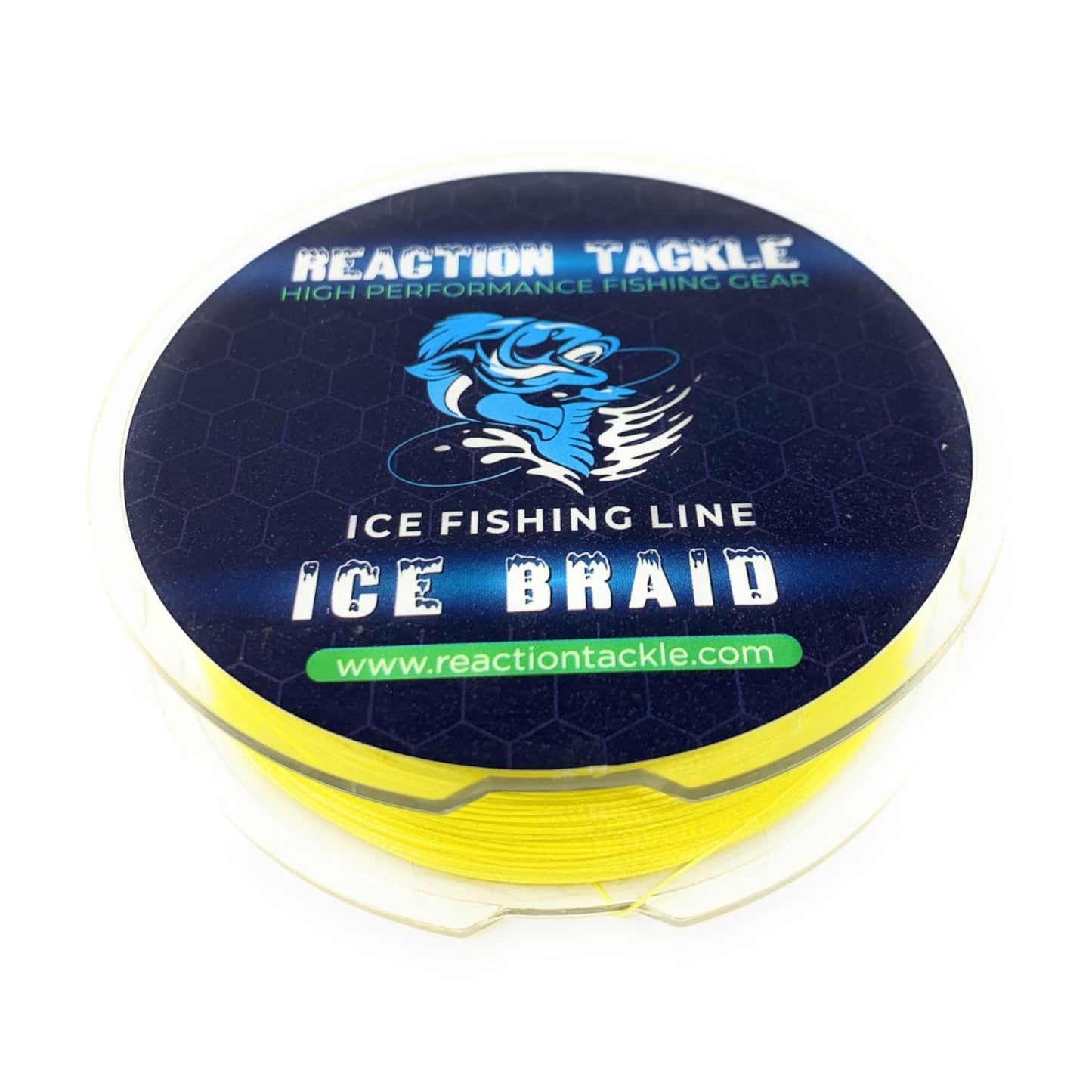 Reaction Tackle Ice Fishing Braided Fishing Line, Tip-Up Line, 8 Strands, Zero Memory Super Stong Pro Grade Power Ice Braided Line 150 Yard Spools