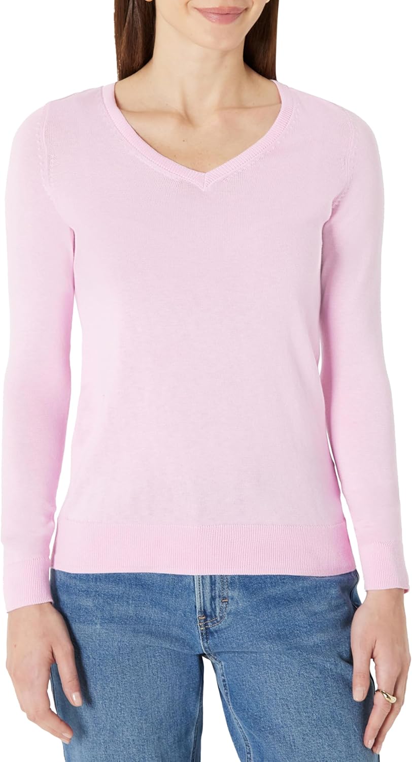 Amazon Essentials Women's Regular-Fit Lightweight Long-Sleeve V-Neck Sweater