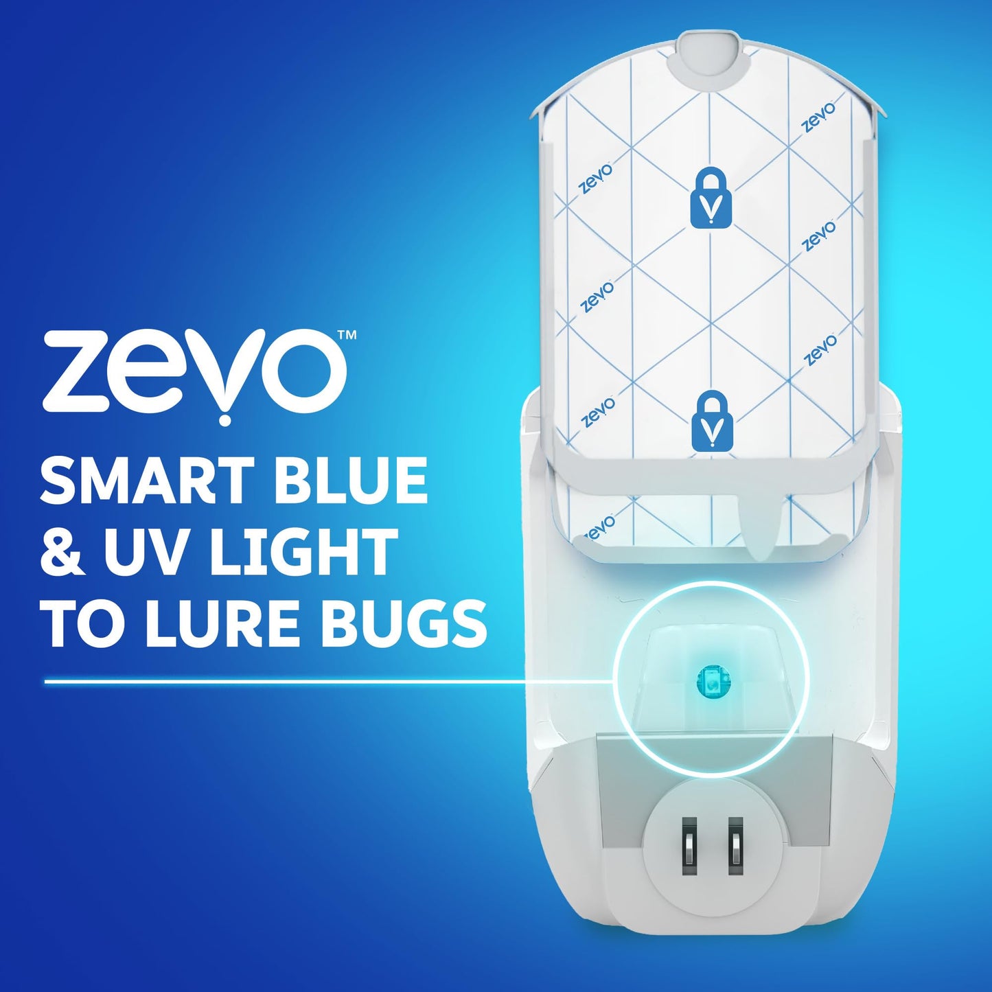 Zevo Flying Insect Trap for Indoors: Light Trap Captures Fruit Flies, Gnats and Houseflies, Starter Kit (1 Plug-in Base + 1 Cartridge)