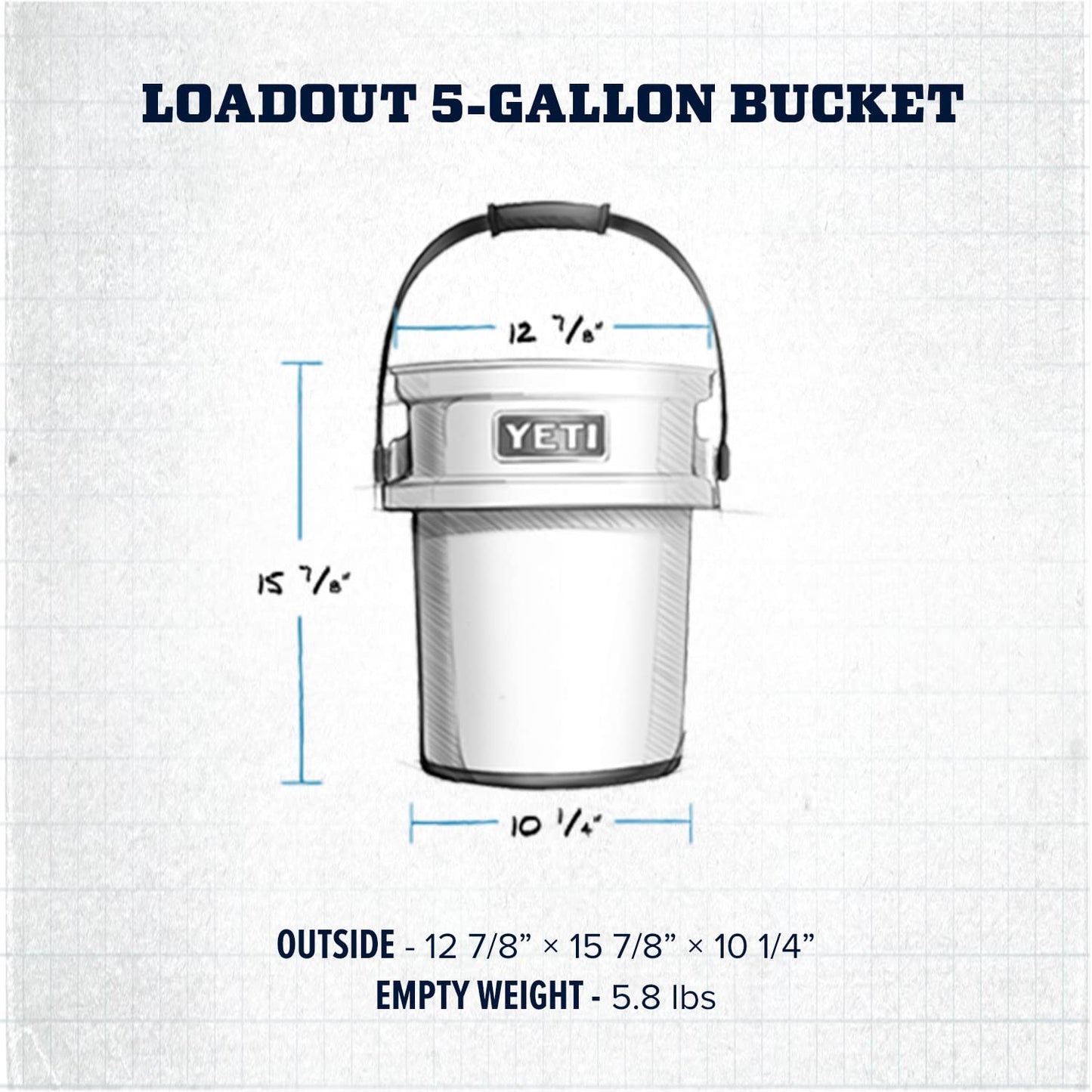 YETI Loadout 5-Gallon Bucket, Impact Resistant Fishing/Utility Bucket
