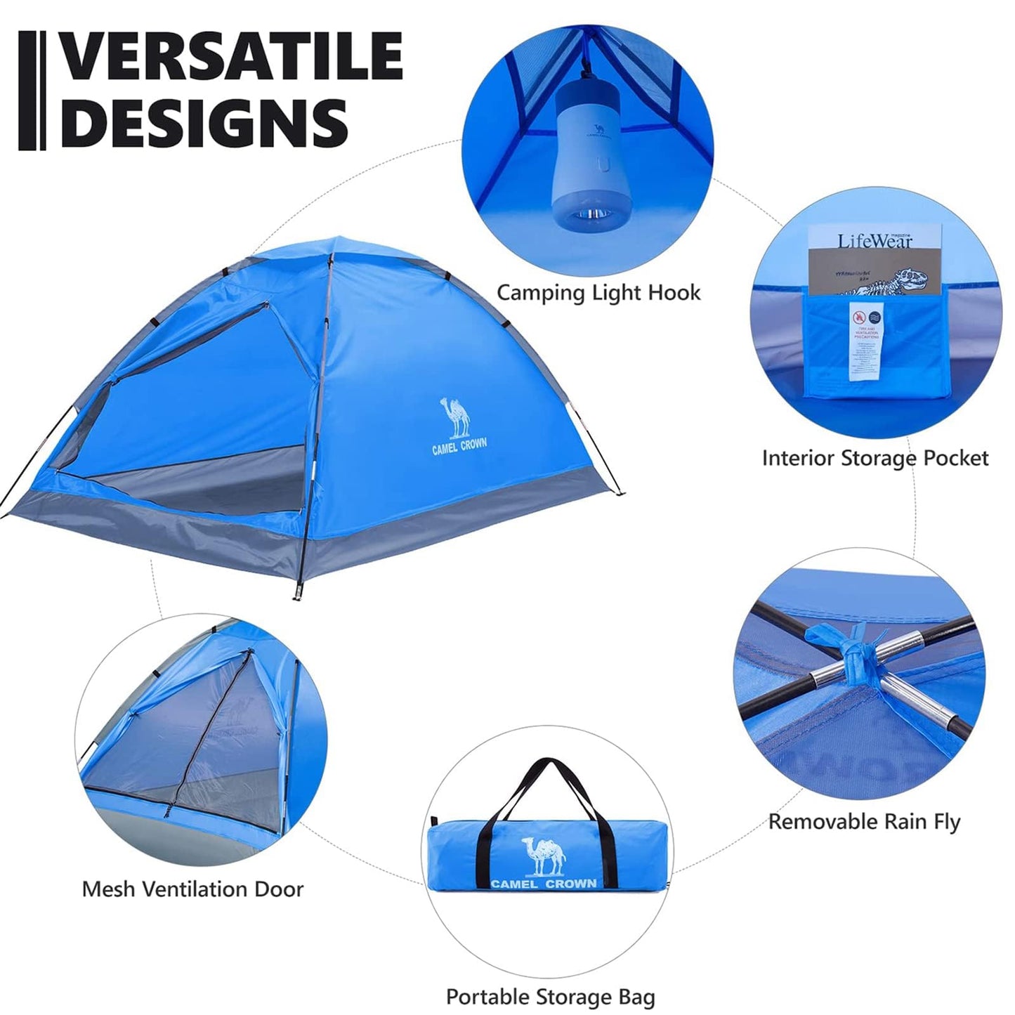 CAMEL CROWN Tents for Camping 2/3/4/5 Person Camping Dome Tent, Waterproof,Spacious, Lightweight Portable Backpacking Tent for Outdoor Camping/Hiking