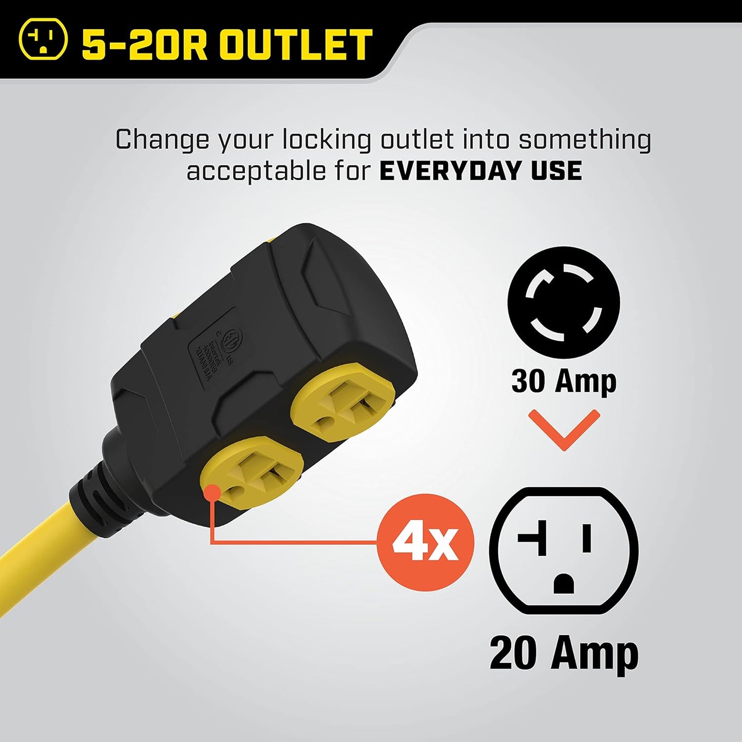 Champion Power Equipment 25-Foot 30-Amp 125/250-Volt Duplex-Style Generator Extension Cord (L14-30P to four 5-20R)