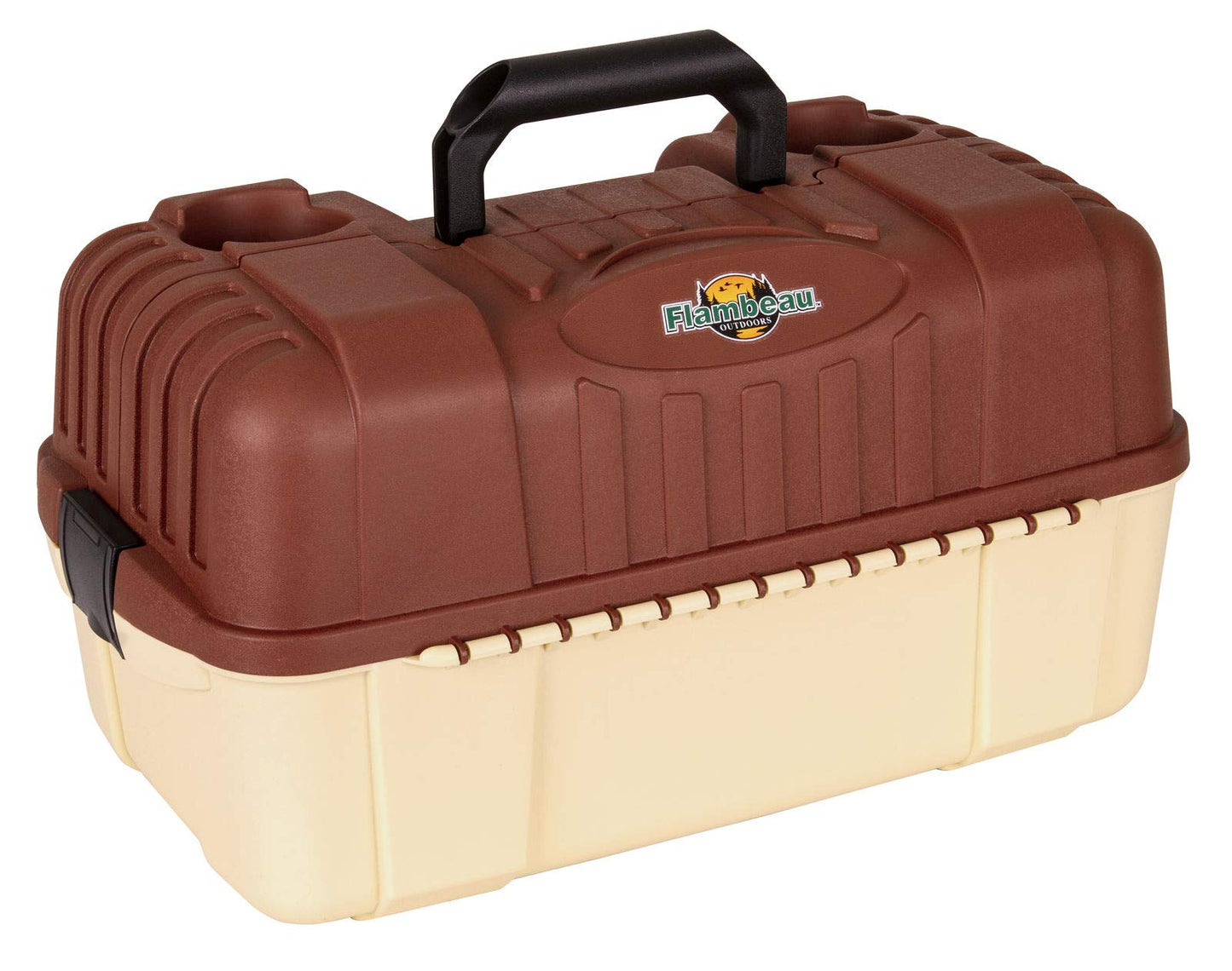 Flambeau Outdoors 2059 Hip Roof 7-Tray Fishing Tackle Box - Large Portable All-Weather Fishing Lure Organizer, 61 Compartments, Maroon/Tan