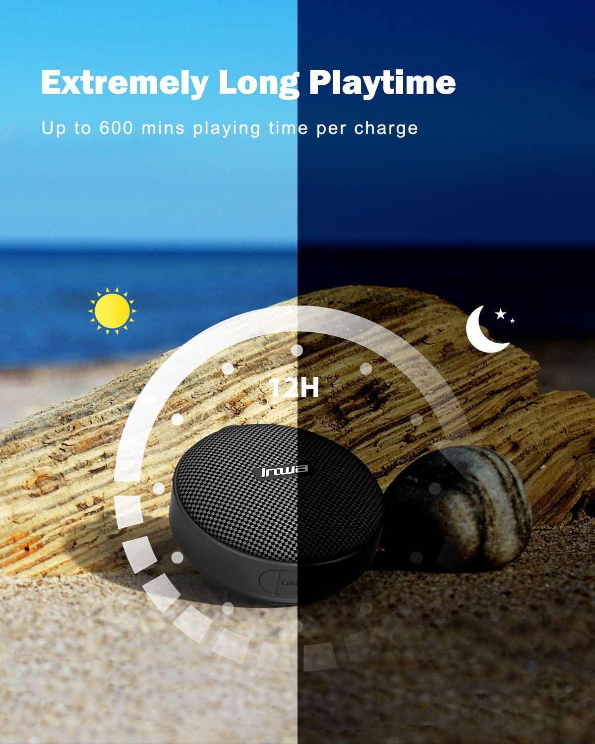 Inwa Portable Bluetooth Speaker, Bike Speakers with Speed Display, Wireless Speaker with 480 Mins Super Long of Playtime. Decent Sound, Compact Size and Loudness for Riding, Hiking, Showering, Golfing