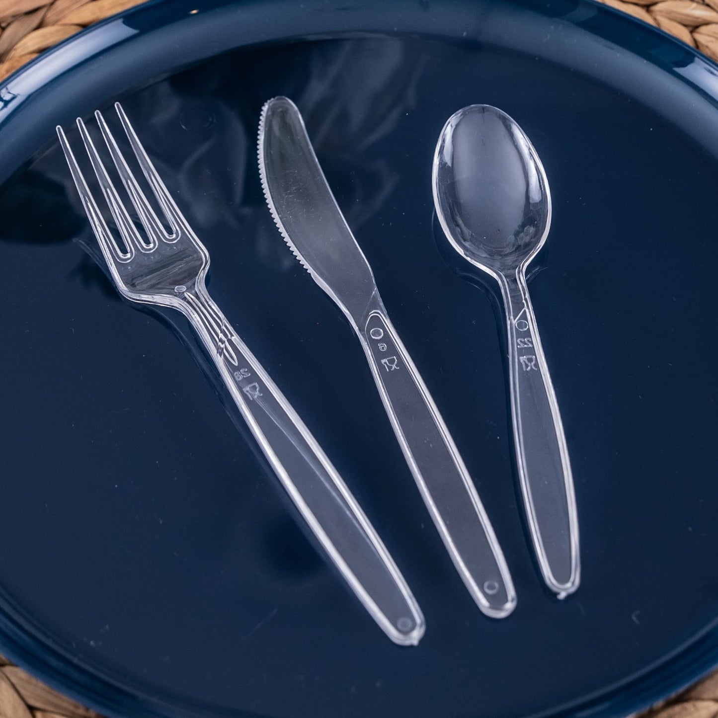 Party Bargains Disposable Cutlery set, SAPPHIRE Design, Clear Color, 360 Pieces: 180 Forks, 120 Spoons, 60 Knives