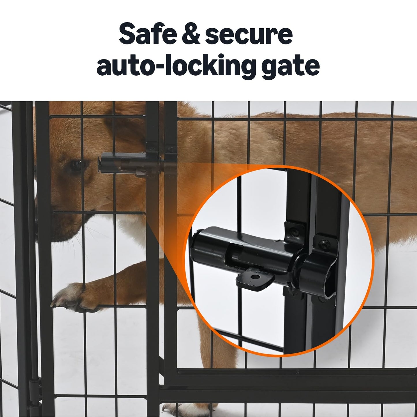 Amazon Basics Dog Playpen, 8 Panels Metal Fence with Door, Foldable for Indoor and Outdoor Use, Suitable for Small to Medium Sized Dogs, 48 Inch Height, Black