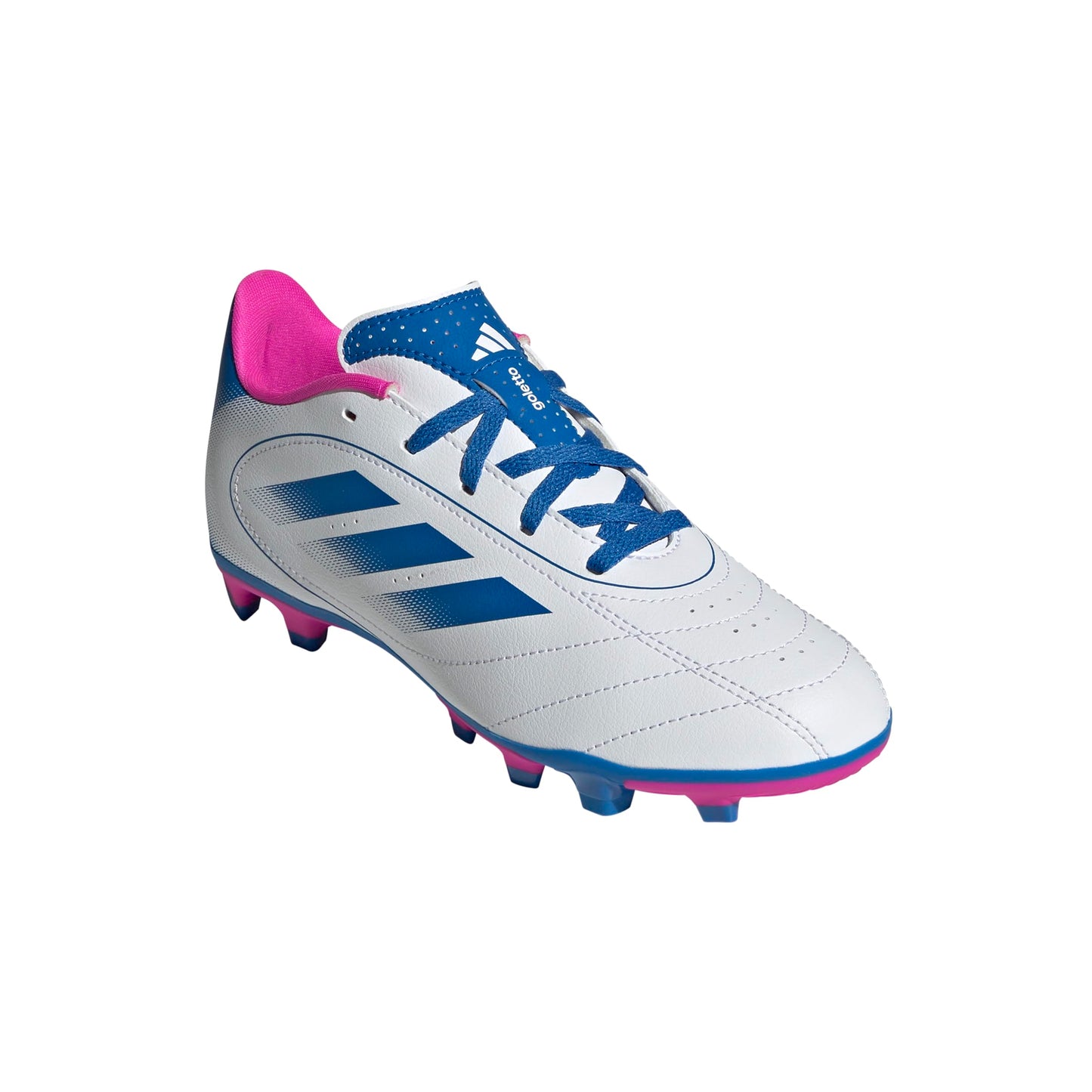 adidas Goletto IX Firm Multi Ground Sneaker, White/Bright Royal/Team Shock Pink, 6 US Unisex Big Kid
