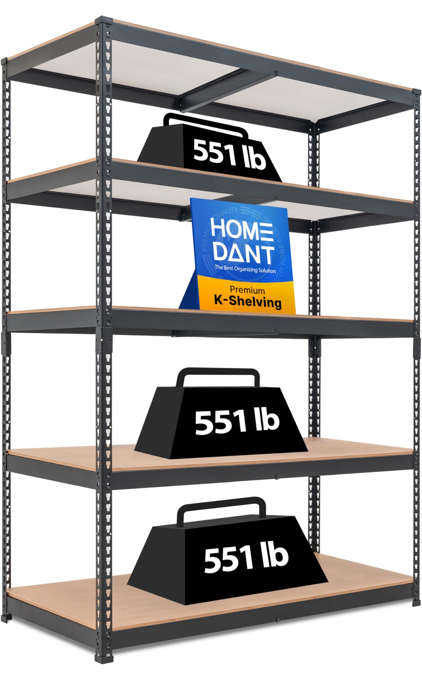 HOMEDANT 5 Tier Laminated Boltless Heavy Duty Garage Storage Adjustable Wide Size Metal Shelving Unit Utility Rack Shelves Organization Multipurpose Shelf Shed Warehouse 47.7"W x 24.1"D x 71.3"H 2Pack