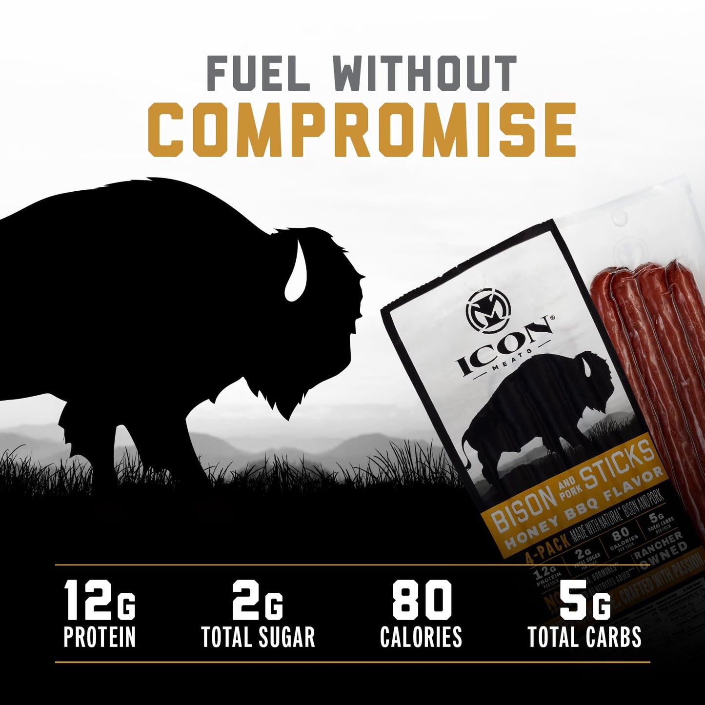 ICON Meats Snack Sticks Sampler - Assorted Flavors of Bison, Elk, Venison and Pork Jerky Sticks - 24 Pack of Individually Wrapped Meat Sticks, 6 Per Flavor – USDA Approved, All Natural Artisan Meats