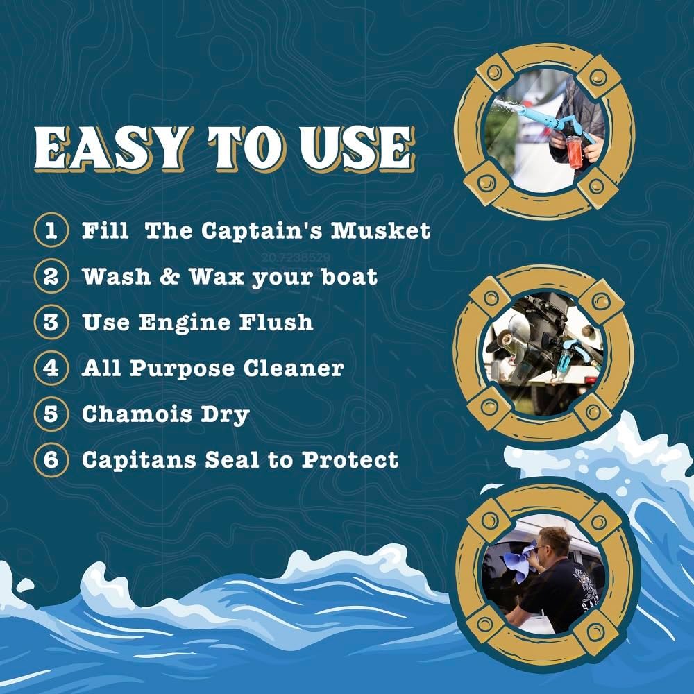 Salty Captain Boat Wash Kit – All-in-One Boat Cleaning Starter Box with Premium Marine-Grade Products & Bucket – Includes Boat Wash N Wax, Hose Foam Cannon & Engine Flush – Eco-Friendly & Easy to Use