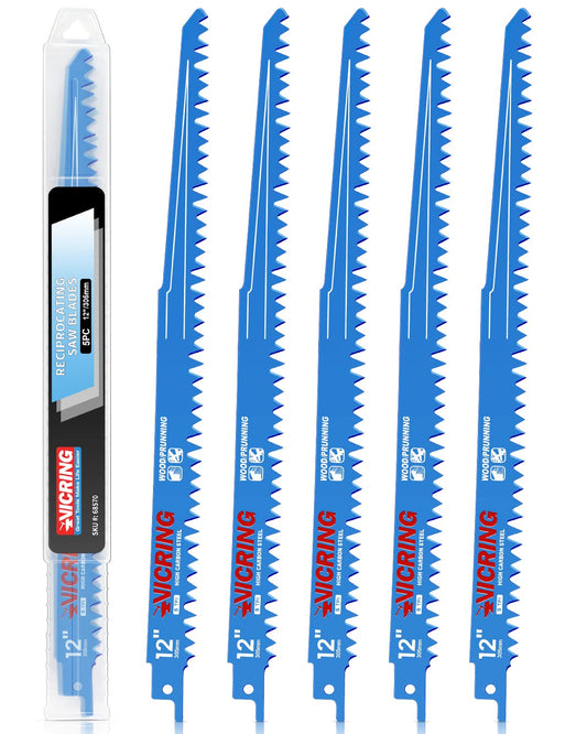 Wood Pruning Reciprocating Saw Blades 9 Inch Sawzall Blades for Trees High Carbon Steel Pruning Blade for Reciprocating Saw (5 Pack/5TPI)