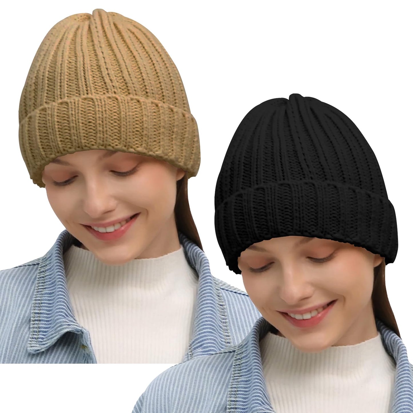 Rosoz Winter Hats for Women Warm Thick Soft Stretch Cable Knit Beanie Skully Cap for Cold Weather