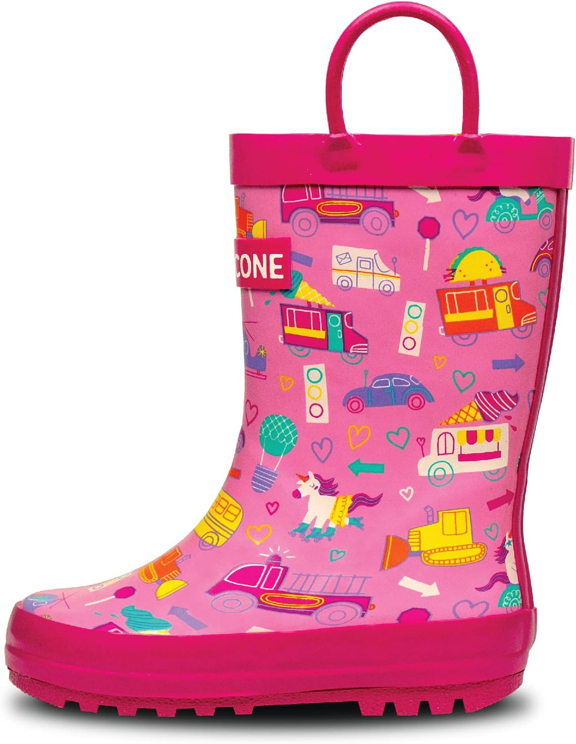 Lone Cone Kids Rain Boots for Girls & Boys – Waterproof Natural Rubber Toddler Rain Boots with Non-Slip Outsole & Easy Pull Handles – Solid, Pattern & Glitter Designs