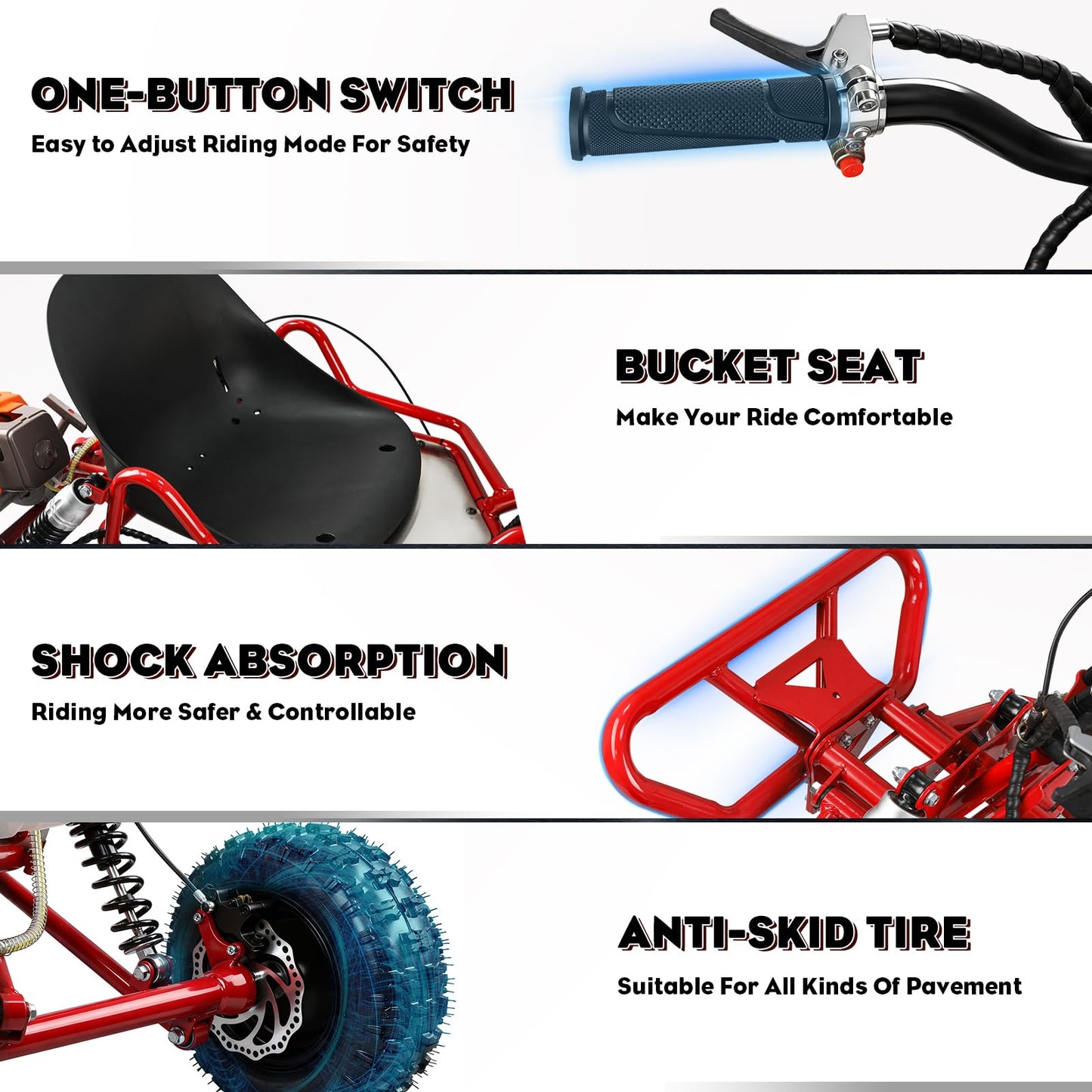 Gas Powered Go Kart, 1700W Go Kart for Adults & Kids with Premium Steel Tubular Frame, 2 Stroke Off-Road Kart with 7'' Tires Featuring Hydraulic/Rear Disc Brake, 4L Tank, Up to 25MPH