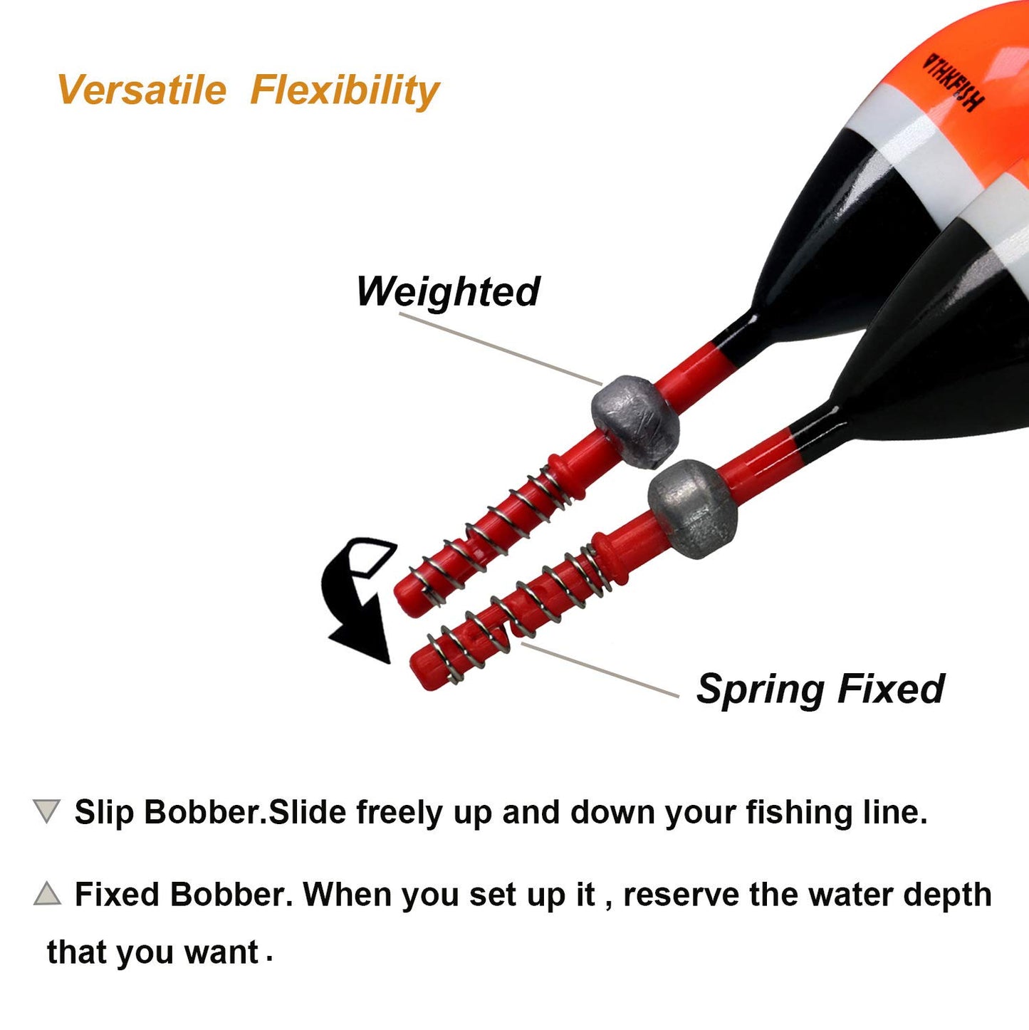 THKFISH Fishing Floats and Bobbers Balsa Wood Floats Spring Bobbers with Oval Slip Bobbers for Crappie Panfish Walleyes Fixed Bobber (1"X0.7"X6") (1.25"X0.75"X6") (2"X1.14"X5.86") 5pcs