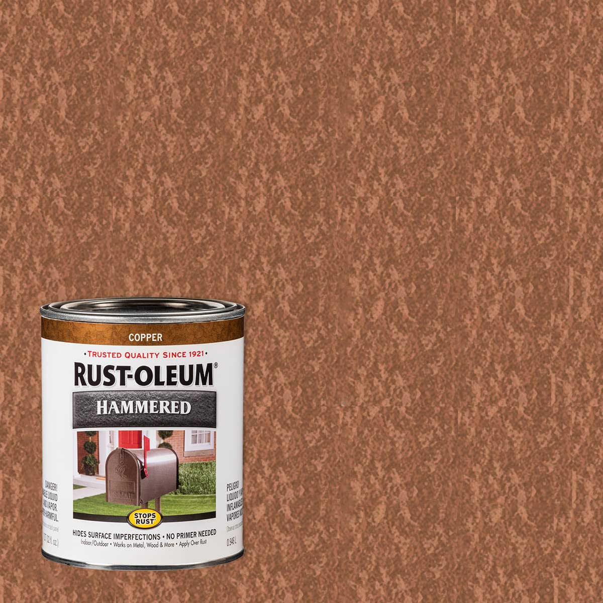 Rust-Oleum 7215502 Stops Rust Hammered Finish Brush Paint, Quart, Black