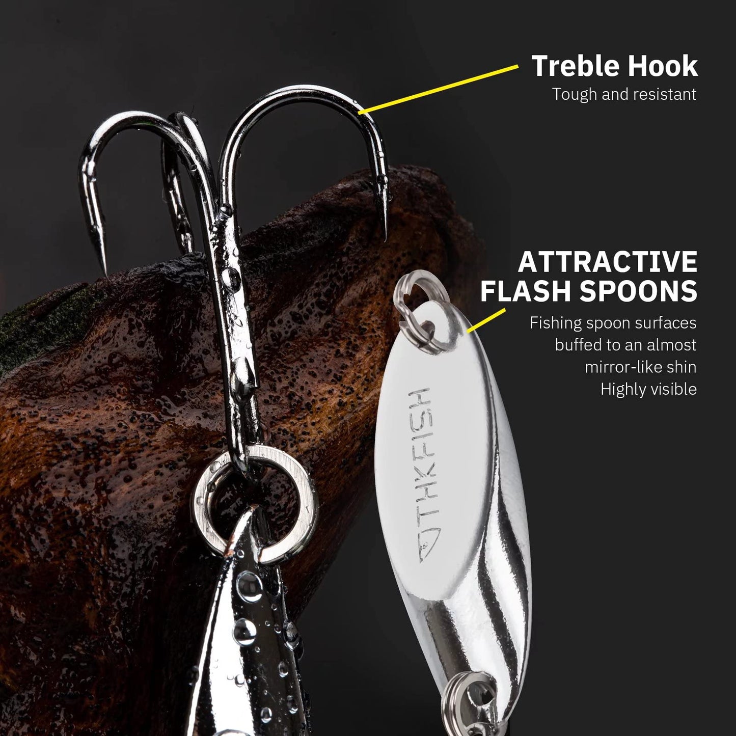 THKFISH Fishing Lures Trout Lures Fishing Spoons Lures for Trout Pike Bass Crappie Walleye 1/8oz 1/5oz 1/4oz 3/8oz 1/2oz 3/4oz 5pcs