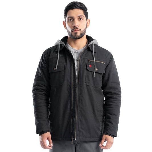 Wrangler Men's Quilted Lined Jacket with Sherpa Hood