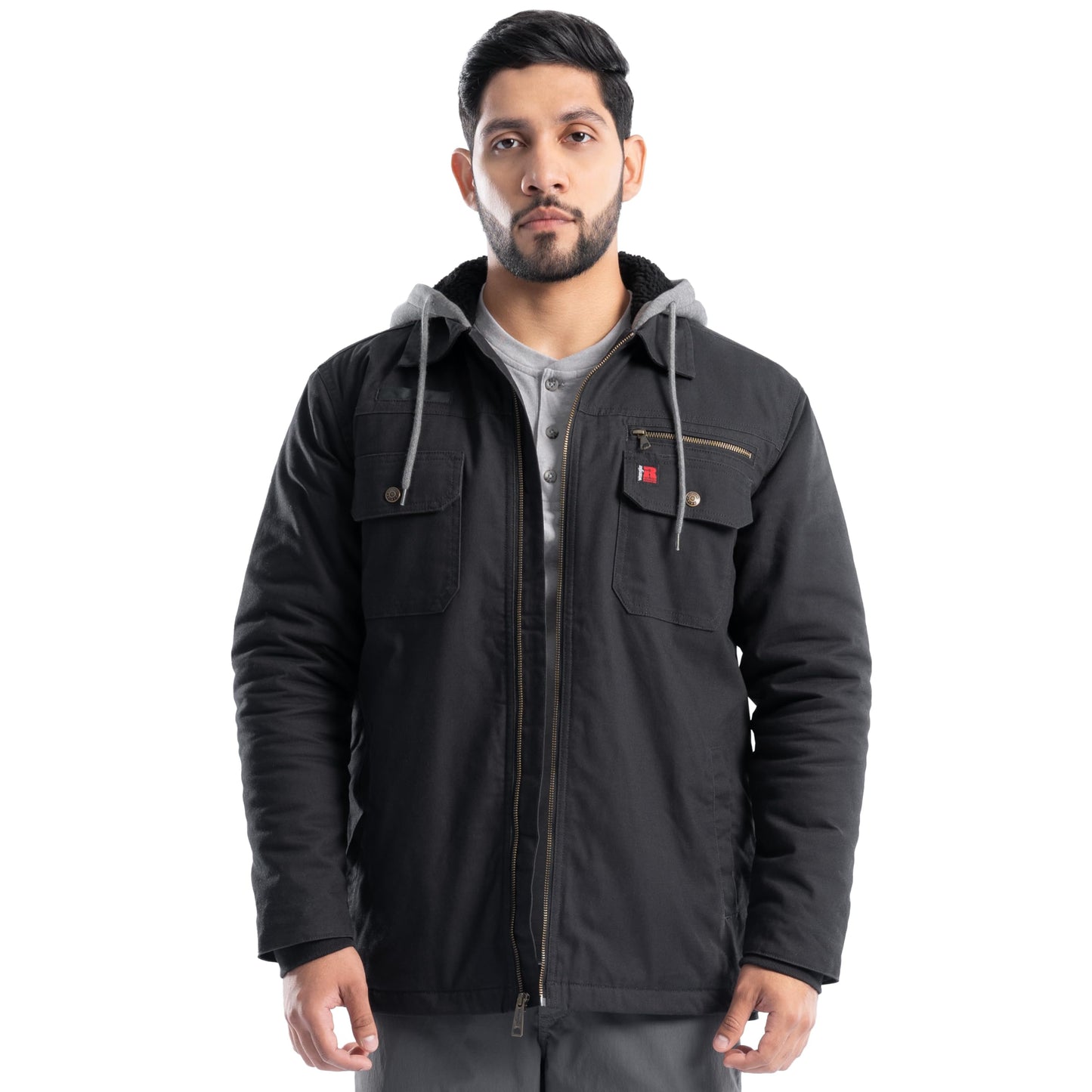 Wrangler Men's Quilted Lined Jacket with Sherpa Hood