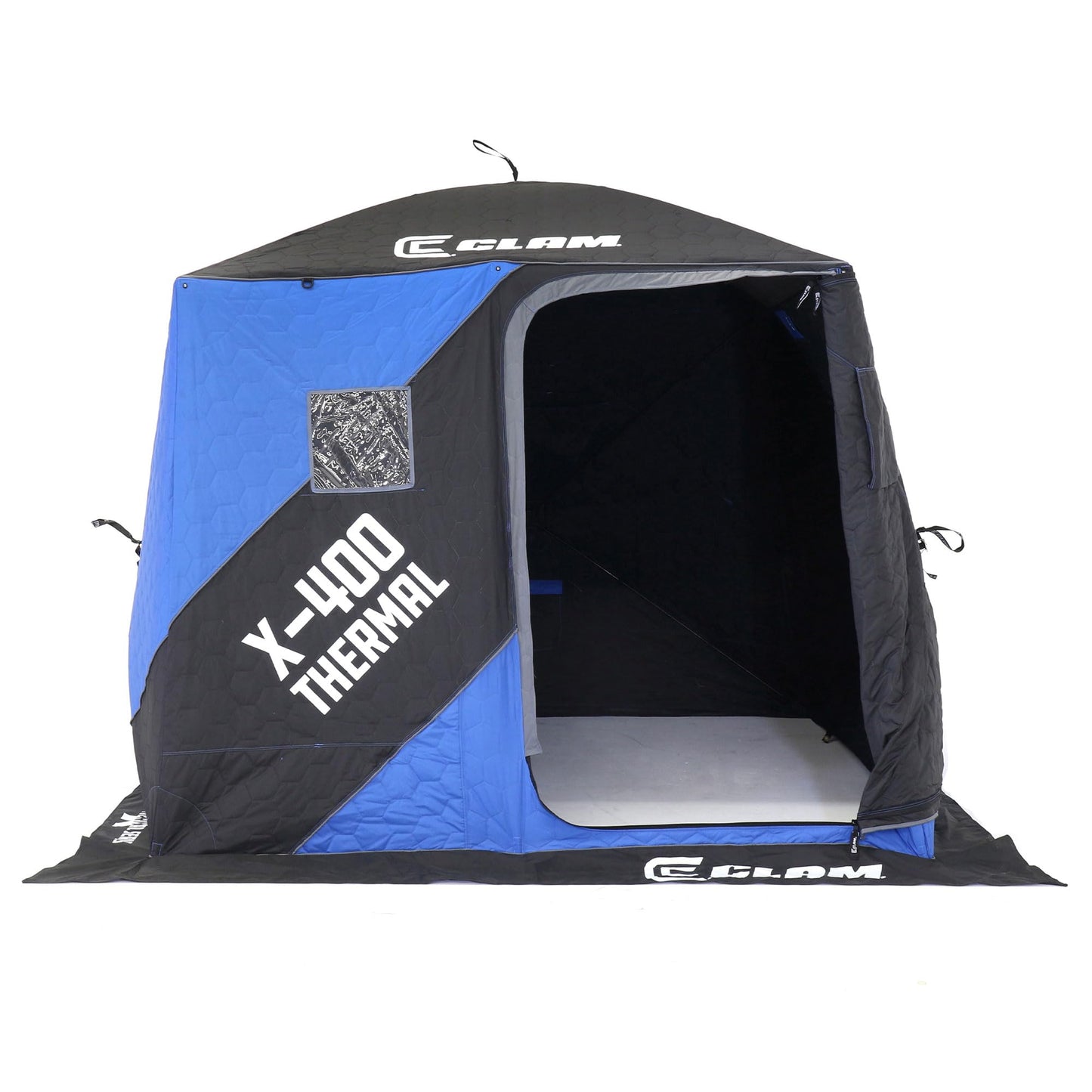 CLAM Portable Fishing Angler Thermal Hub Shelter Tent with Anchor Straps, Carrying Bag