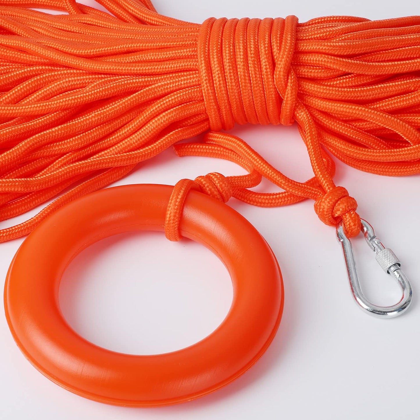 Water Floating Lifesaving Rope 98.4FT, Outdoor Professional Throwing Rope Rescue Lifeguard Lifeline with Bracelet/Hand Ring for Swimming Boating Fishing 800KG Capacity