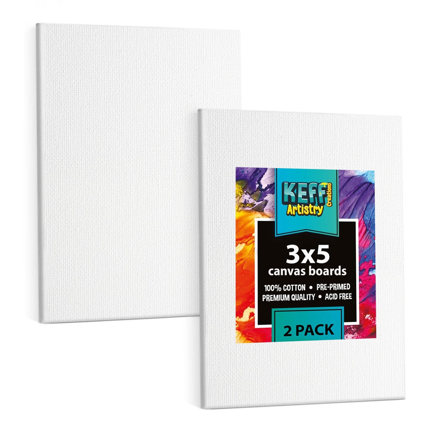 KEFF 24-Pack Bulk Canvas for Painting, 6 of 5x7, 8x10, 9x12, 11x14 Canvas Boards for Painting, Art Supplies for Adults & Kids - 100% Cotton Primed Painting Canvas for Acrylic, Oil, Watercolor, Tempera