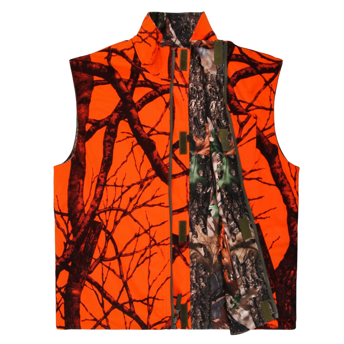GUGULUZA Camo and Orange Hunting Reversible Vest, Game Vest Jacket for Hunting Camping (M-4XL)
