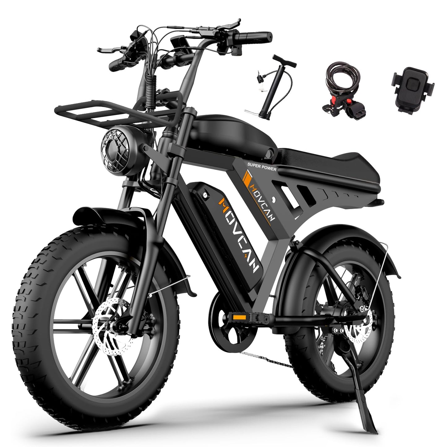 MOVCAN V30MAX/V30 Electric Bike for Adults 1500W/1000W Motor 20" Fat Tire Ebike, 32MPH/28MPH 120/70 Miles,48V 31.2/15.6 AH Dual Battery Hydraulic Disc Brake Electric Motorcycle Bike Full Suspension