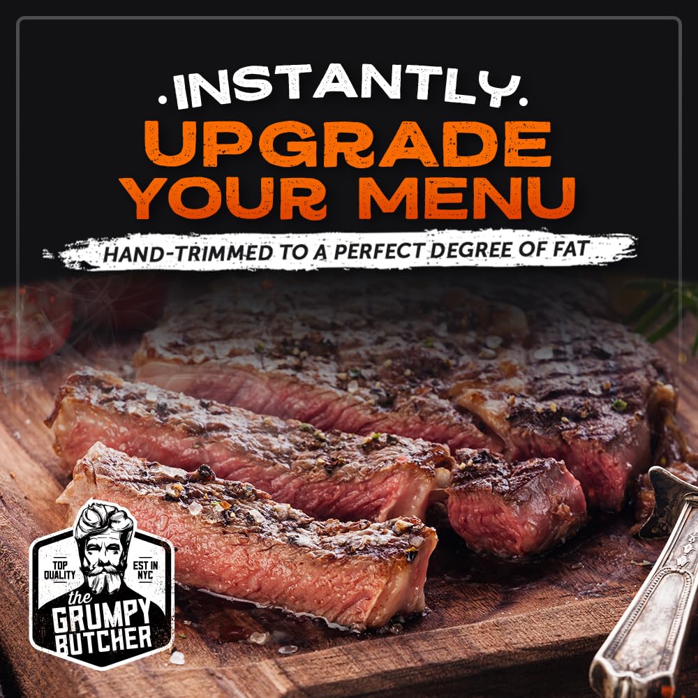 Grumpy Butcher Box Meat Food Gifts: 2 Top Sirloins Steaks (6 oz), 2 Duroc Bone in Pork Chops (14 oz) & 2 Cheese Stuffed Chicken Breasts Wrapped in Bacon (8 oz) - Gourmet Gift Basket for Men