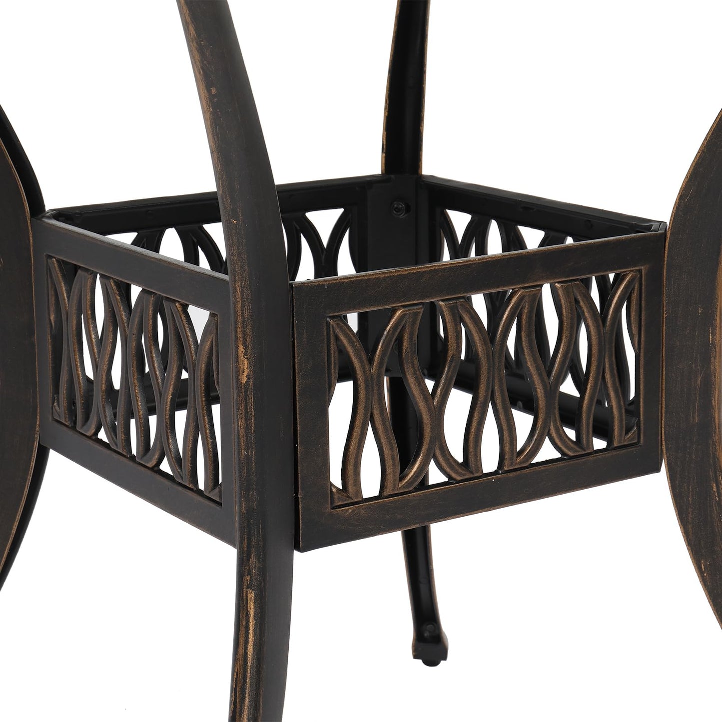 VINGLI 5 Pieces Outdoor Patio Dining Set, Cast Aluminium Patio Furniture Set with 4 Chairs and 1 Umbrella Table for Yard, Garden, Porch and Poolside, Bronze (Square Table)