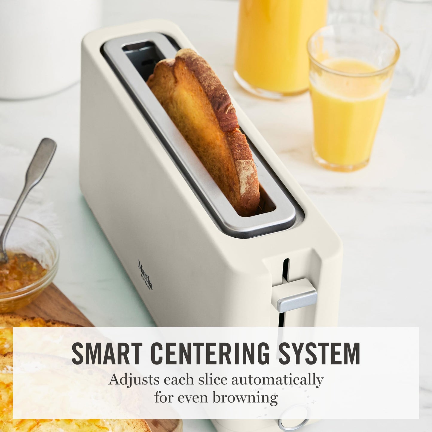 Martha Stewart 2 Slice Long Slot Toaster, Extra Wide for Sourdough & Bagels, 10 Setting Shade Control, Removable Crumb Tray, Self-Centering Design, Defrost/Reheat, Cancel, Slim Space-Saving, Honeydew