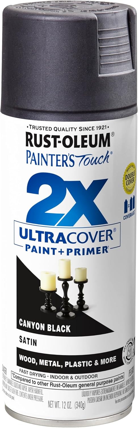 Rust-Oleum 331182 Painter's Touch 2X Ultra Cover Spray Paint, 12 oz, Ultra Matte Black