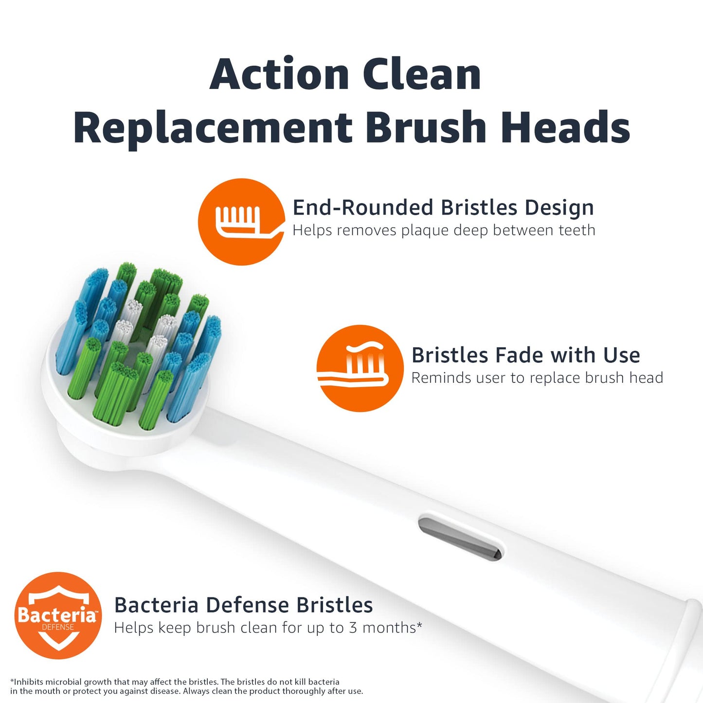 Amazon Basics Electric Toothbrush Replacement Heads, Action Clean, Compatible with Most Oral-B Brushes, White, 5 Count (Previously Solimo)