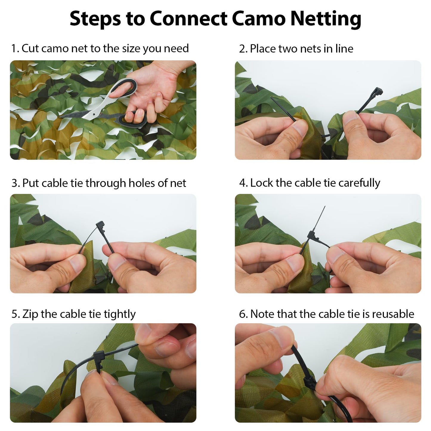 Yeacool Camo Netting Camouflage Netting Camo Blind Army Net Sunshade Mesh for Hunting Military Decorations Party Shooting (Woodland Camo, 6.5ftx4.9ft, 2m*1.5m)