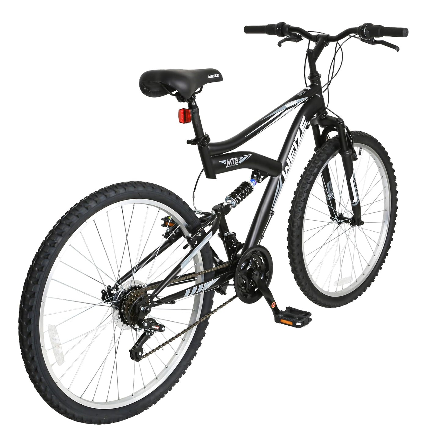 WEIZE Mountain Bike, 26 27.5 inch Outdoor Hybrid Bike,18-Speed/High-Carbon Steel/Dual Full Suspension, Adjustable Ergonomic Seat for Men Women Adult, MTB Bicycle with Suspension Fork,Sleek Colors