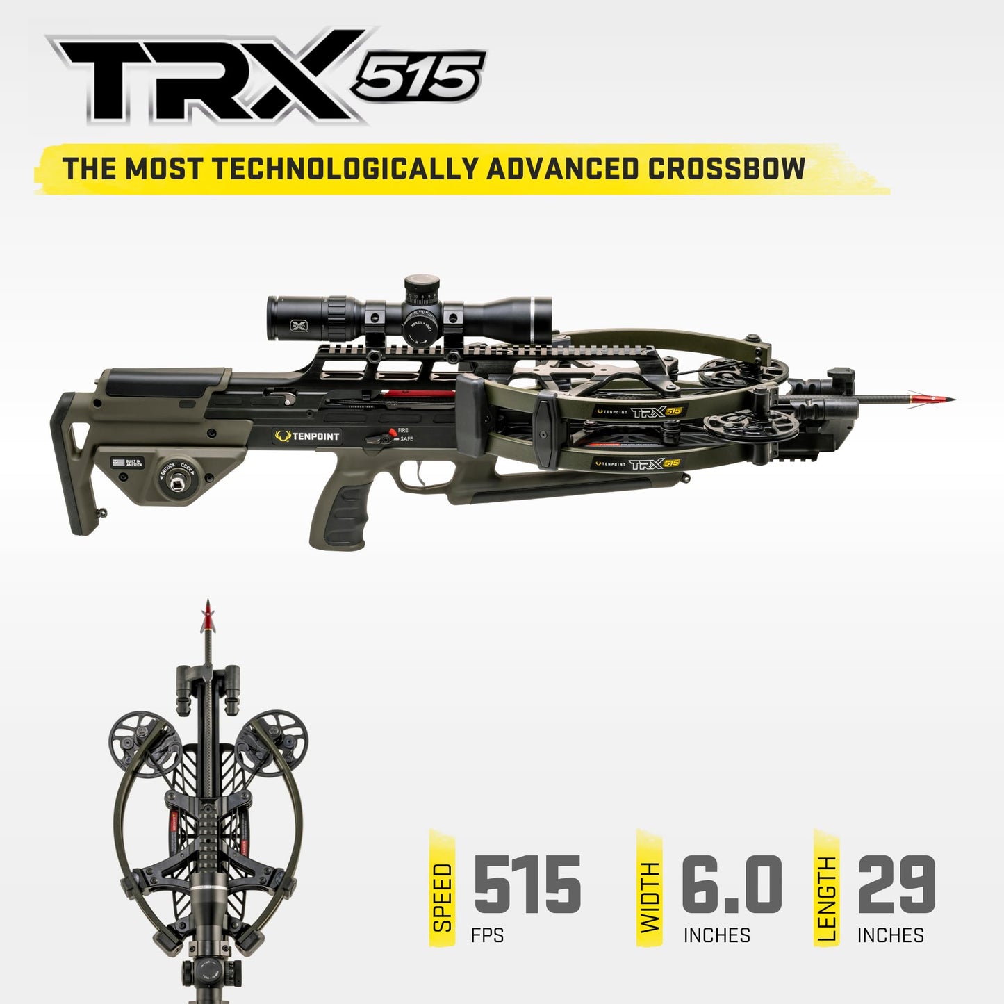 TenPoint TRX 515-515 FPS - Fastest, Most Accurate, Most Advanced Crossbow in The World - Includes ACUslide MAXX, EVO-X Elite Scope & Three CenterPunch HPX Carbon Arrows