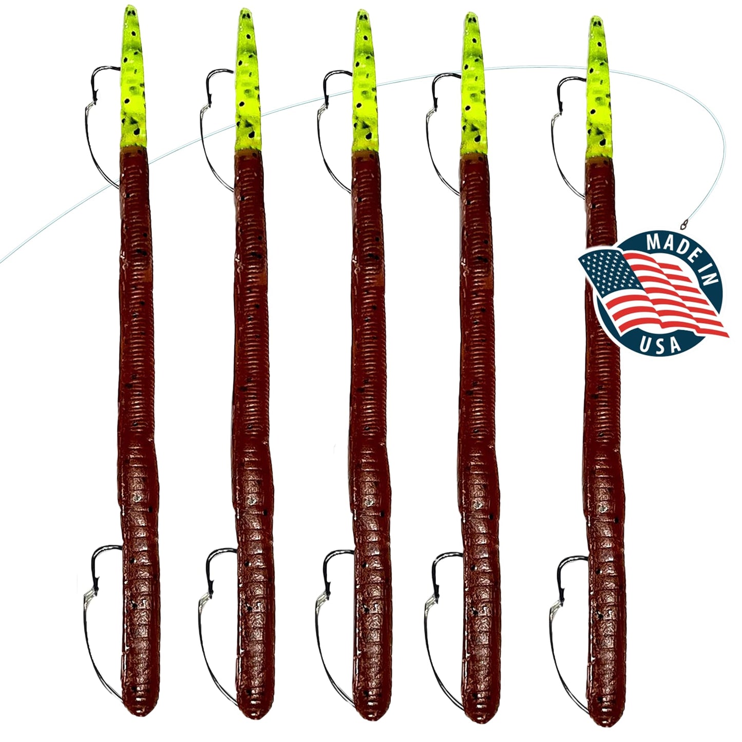 Made in USA Weedless Pre-Rigged Fishing Lures Bass Set, Pike, and Anything in Between - USA - Extra Durable Soft Plastic Swimbaits for Bass Fishing Lures - 5 PCS Bass Baits and Lures Pack(Variety)