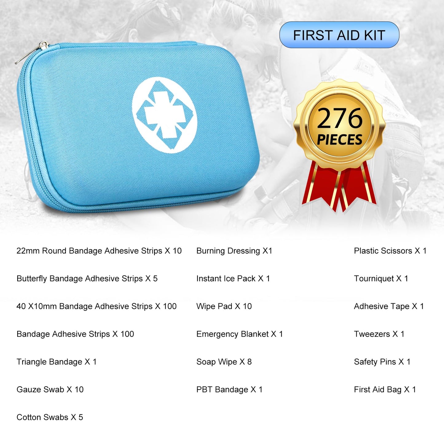 276PCS First Aid Kit Home Car Camping Hiking Emergency Supplies Small Compact Lovely Bag for School Outdoor, Basic Outdoor Essentials Survival Kit for Travel AMORNING