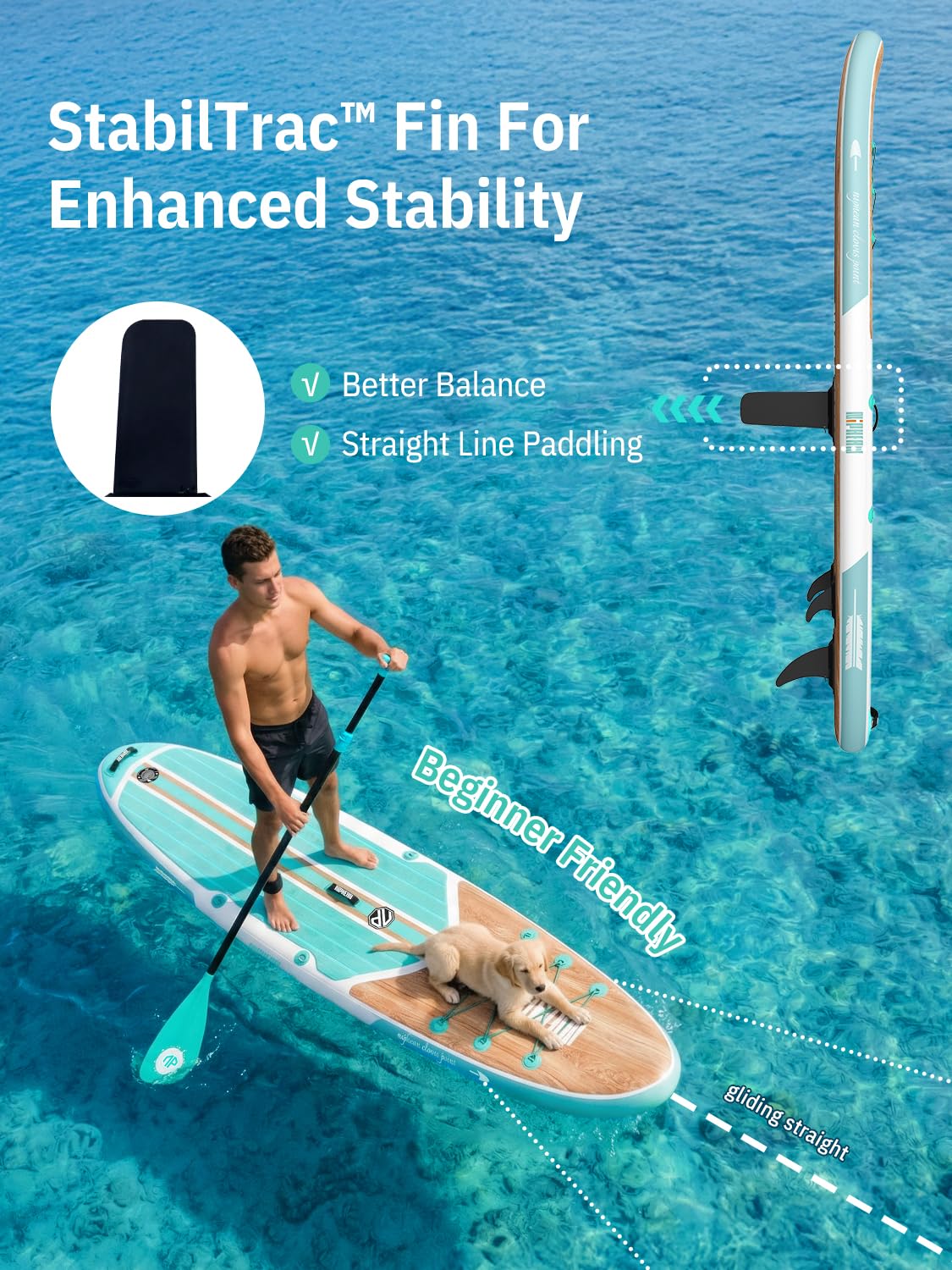 Niphean Inflatable Stand Up Paddle Board with Stabiltrac Fin Design and SUP Accessories, Anti-Slip EVA Deck, 10’6’’ Inflatable Paddle Boards for Adults & Youth of All Skill Levels