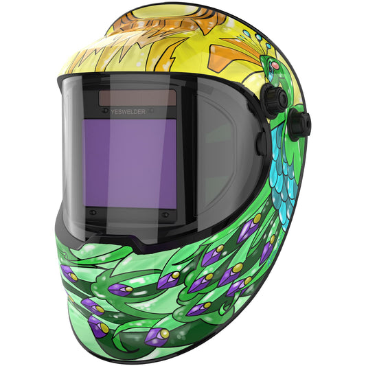 YESWELDER Large Viewing True Color Solar Powered Auto Darkening Welding Helmet with SIDE VIEW, 4 Arc Sensor Wide Shade 4/5-9/9-13 Welder Mask for TIG MIG ARC Grinding Plasma LYG-Q800D