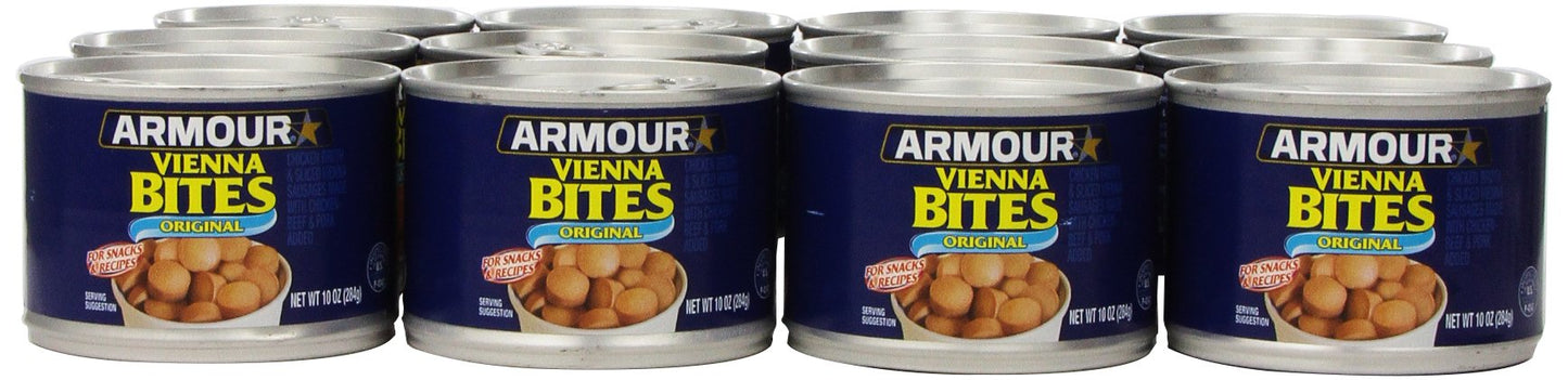 Armour Star Chicken Vienna Sausage Bites, Canned Sausage, 10 OZ (Pack of 12)