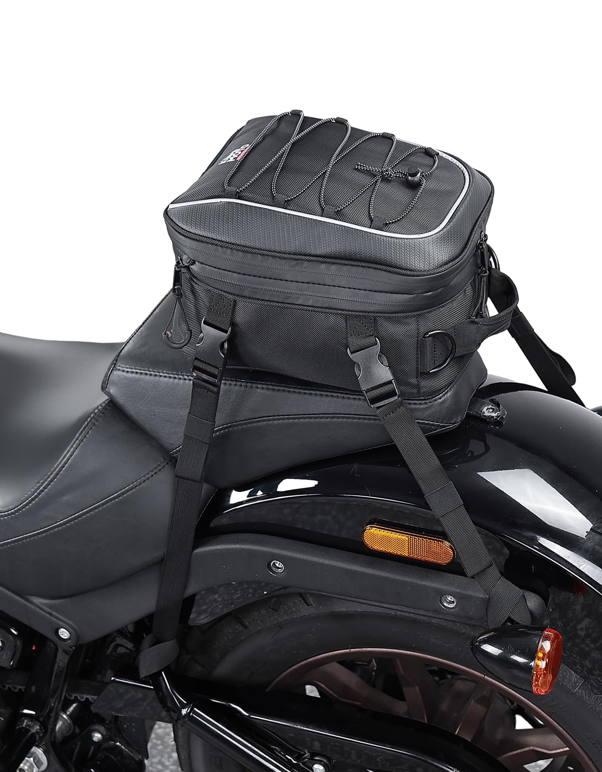 KEMIMOTO Motorcycle Tail Bag, Dual Use Motorcycle Rear Seat Bag with Waterproof Rain Cover, 22L-34L Expandable Motorbike Helmet Bag Luggage Storage Backpack with 6 straps