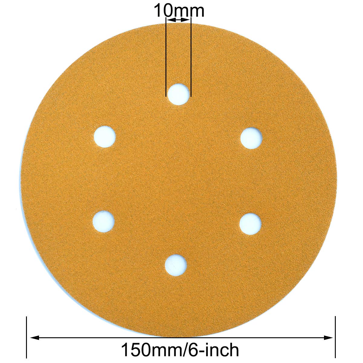 6-Inch 6-Hole Hook and Loop Sanding Discs 600-Grit, Random Orbital Sandpaper for Automotive and Woodworking, 100-Pack